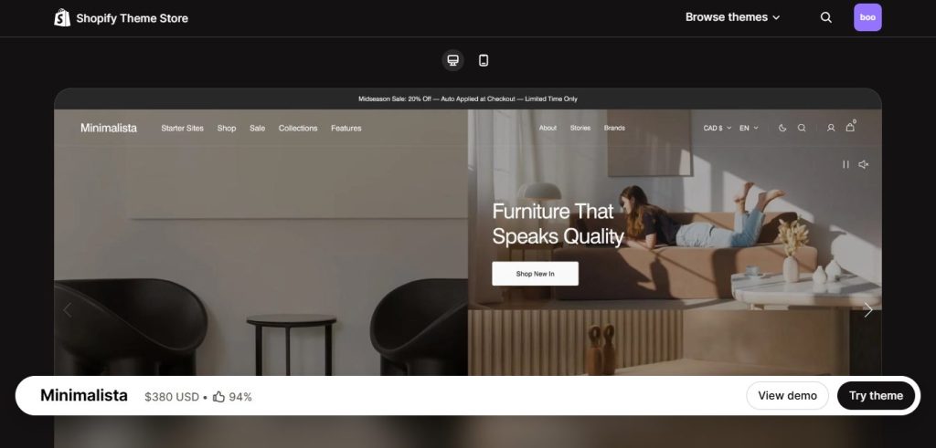 Minimalista Shopify theme