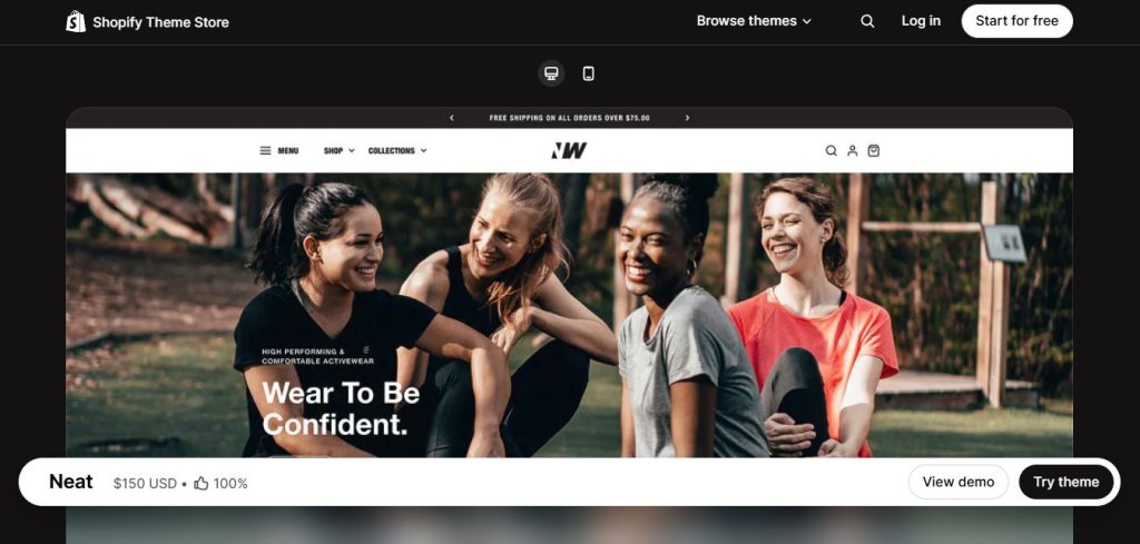 Neat minimal Shopify themes for conversion