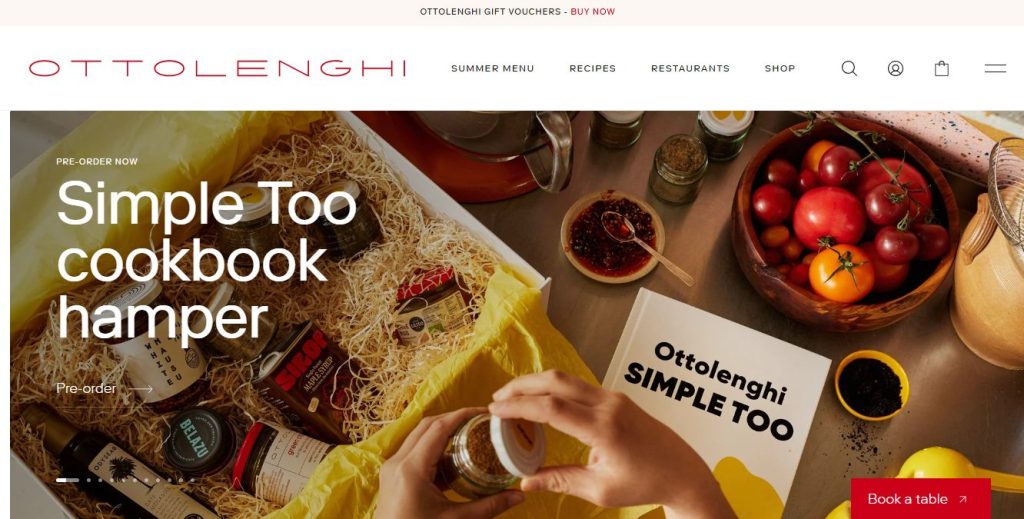 Ottolenghi - food & beverage website design