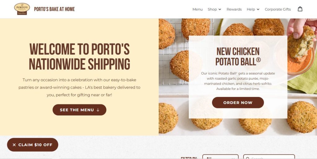 Porto’s Bakery shop website