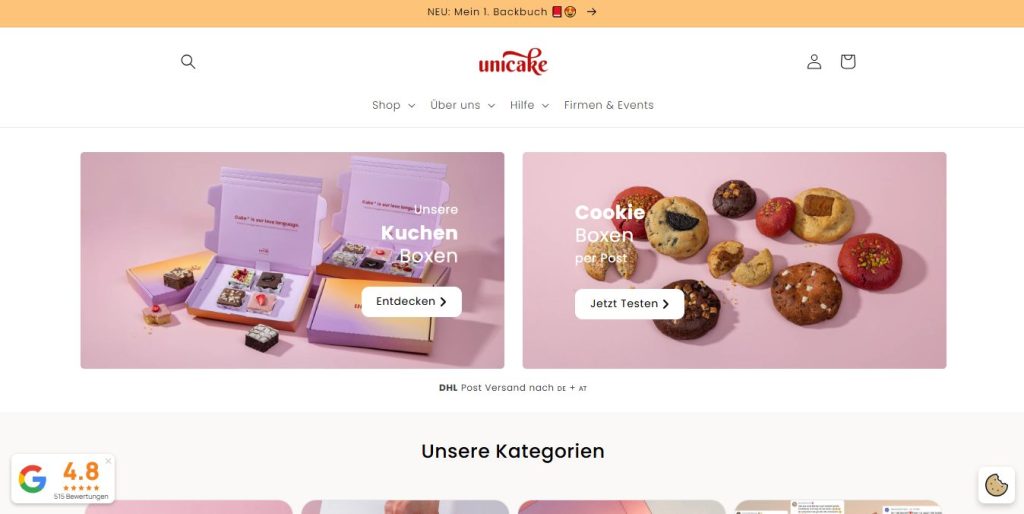 Unicake - bakery online shop website
