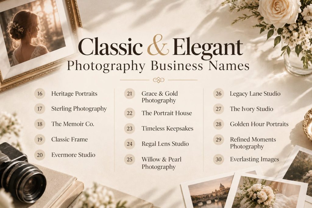 Classic & Elegant Photography Business Names