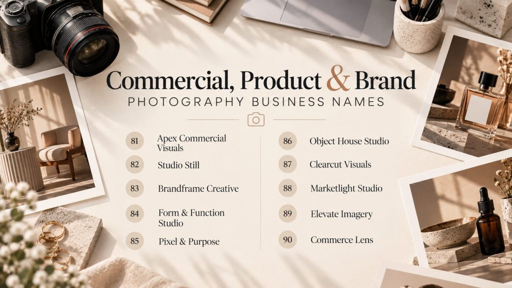 Commercial, Product & Brand Photography Business Names