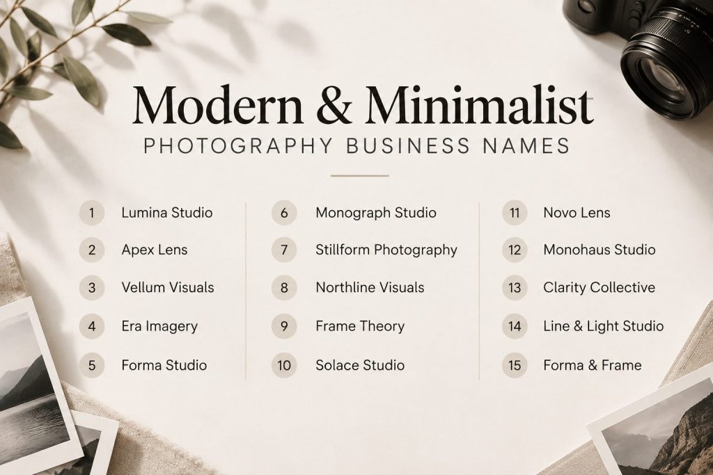 Modern & Minimalist Photography Business Name Ideas