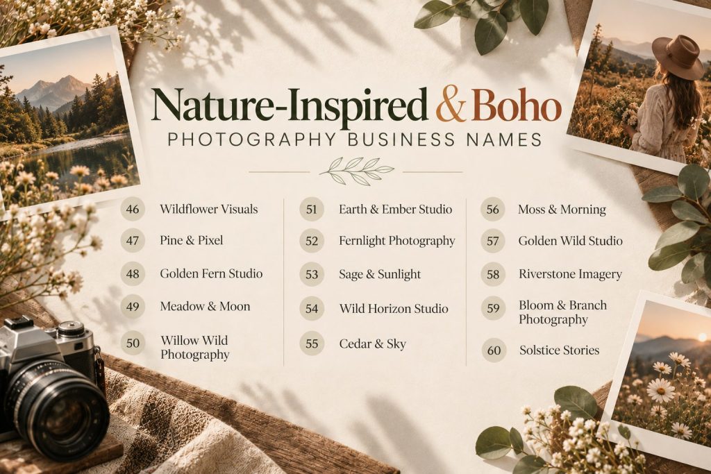 Nature-Inspired & Boho Photography Business Names