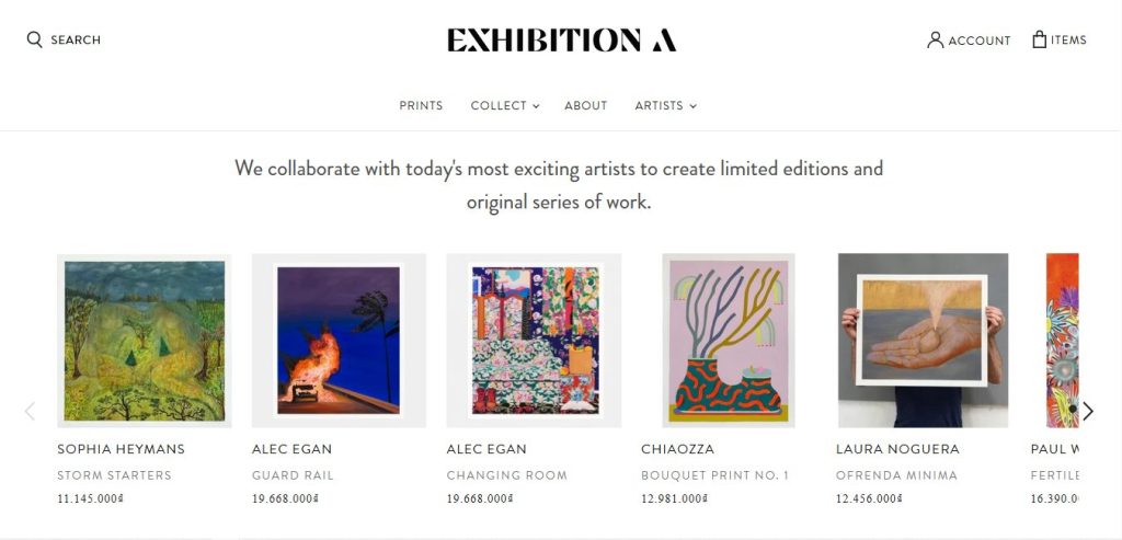 Shopify art stores - Exhibition A