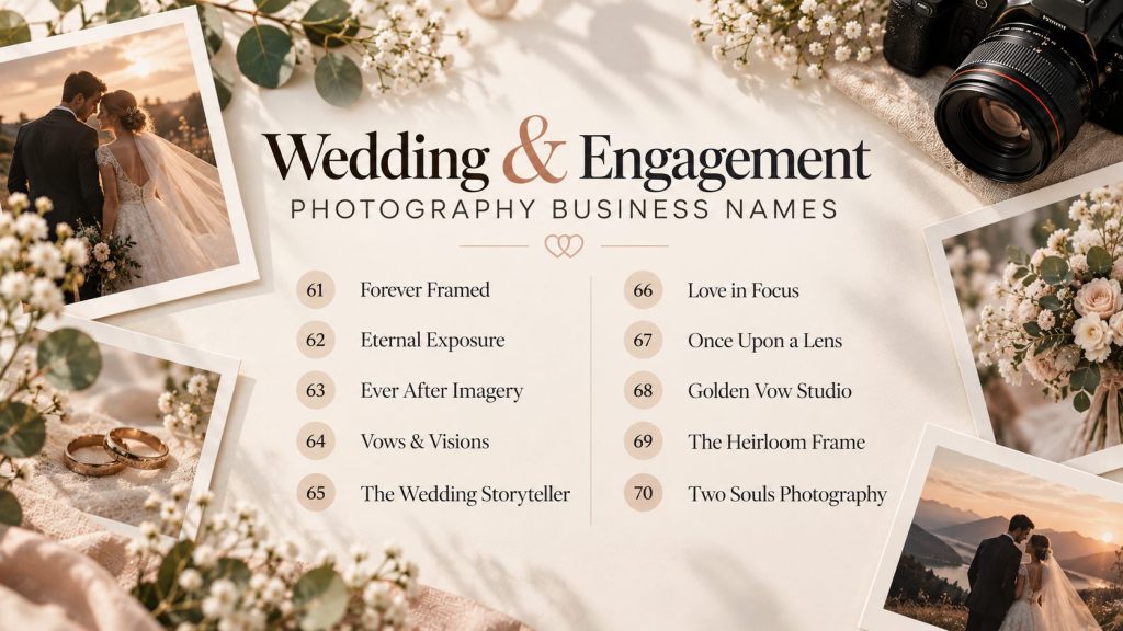 Wedding & Engagement Photography Business Names
