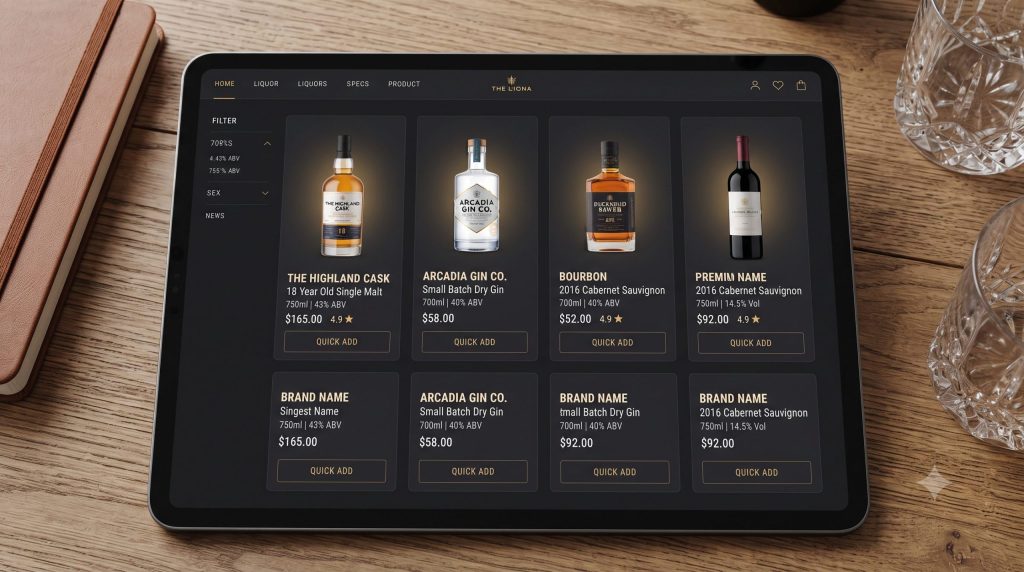 liquor store website UI